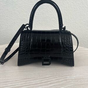 Balenciaga Black Croc-Embossed Mini Bag